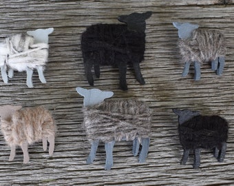 2" Shetland Sheep Pin - Hands-spun wool - Spinner, knitter, weaver, fiber artist, or shepherd gift - accessory - wool - yarn
