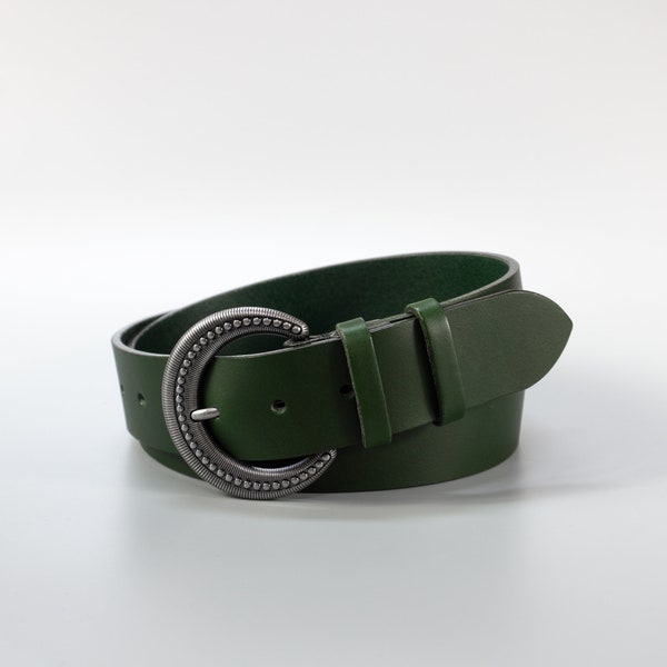 Green Leather Belt Etsy