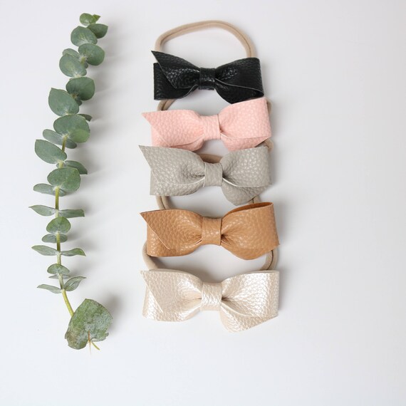 leather baby bows