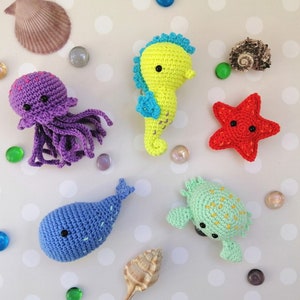 Sea Animals, Crochet sea animals, Starfish, Crab, Marine animals, Jellyfish, Seahorse, Whale, Crochet animals, Crochet soft toy, Baby mobile