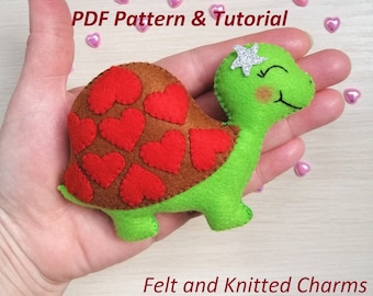 Felt turtle, Felt turtle pattern, Felt sea animals, Felt sea creatures, Felt sea turtle, Felt hearts, St Valentine gift, Sea turtle pattern