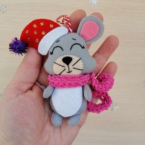 Felt Christmas ornaments, Christmas ornaments, Christmas tree decoration, Felt mouse ornament, Christmas mice, Home decor, Felt animals