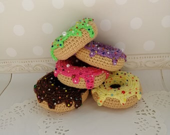 Crochet donut, Donut plush toys, Crochet food, Amigurumi Toy, Donut Birthday, Donut party, Playing with food, Learning toy, Pretend food