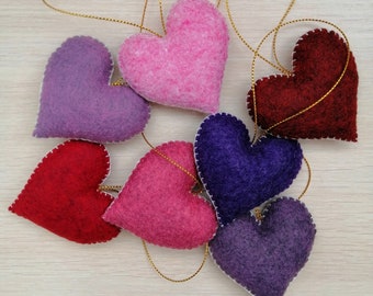 Felt hearts, Heart ornament, Felt heart ornament, Pocket heart, Valentines day decor, Valentines gift, Valentine ornaments, Wedding favors