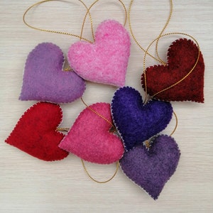 Felt hearts, Heart ornament, Felt heart ornament, Pocket heart, Valentines day decor, Valentines gift, Valentine ornaments, Wedding favors