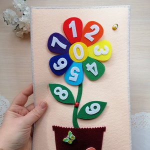 Quiet book pages, Developing toy, Felt flower, felt numbers, Felt learning toys, Montessori game, Toddler game, Board game, Gift for child