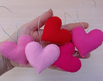 Pocket Heart, Felt hearts, Heart ornament, Valentines day decor, Red heart, Pink heart, Valentine's Day, Wedding favor, Christmas Ornaments