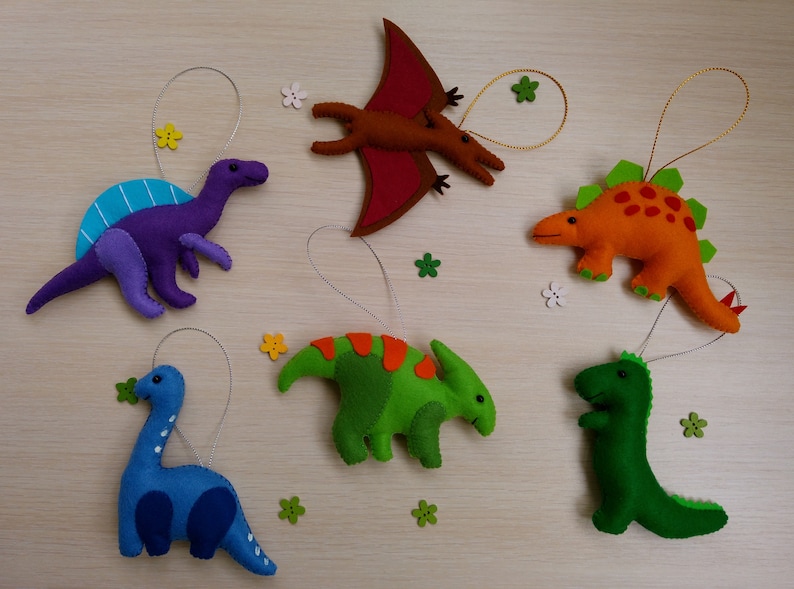 Dinosaur Ornament Dino Party Felt Dinosaur Felt Ornament Etsy