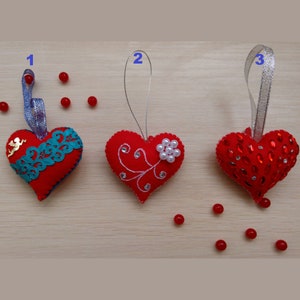 Felt heart ornament, Valentine garland, Heart ornament, Wedding gift, Home decor, Baby mobile, Heart, Christmas gift, Christmas decor, heart