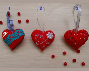 Felt heart ornament, Valentine garland, Heart ornament, Wedding gift, Home decor, Baby mobile, Heart, Christmas gift, Christmas decor, heart