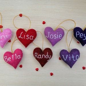 Personalized heart, Heart ornament, Pocket Heart, Felt hearts, Valentines day decor, Wedding favor, Christmas Ornaments, Felt ornaments