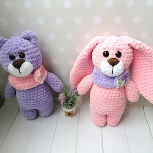 Crochet plushies, Crochet plush bear, Crochet bunny, Plush toy, Nursery decor, Crochet Bunny Baby Toys, Stuffed Animal, Crochet Animal