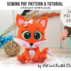 Fox sewing pattern, Felt fox, Felt animals pattern, Woodland animals, Nursery decor, Fox ornament, DIY, Animals tutorial pdf, Easter decor