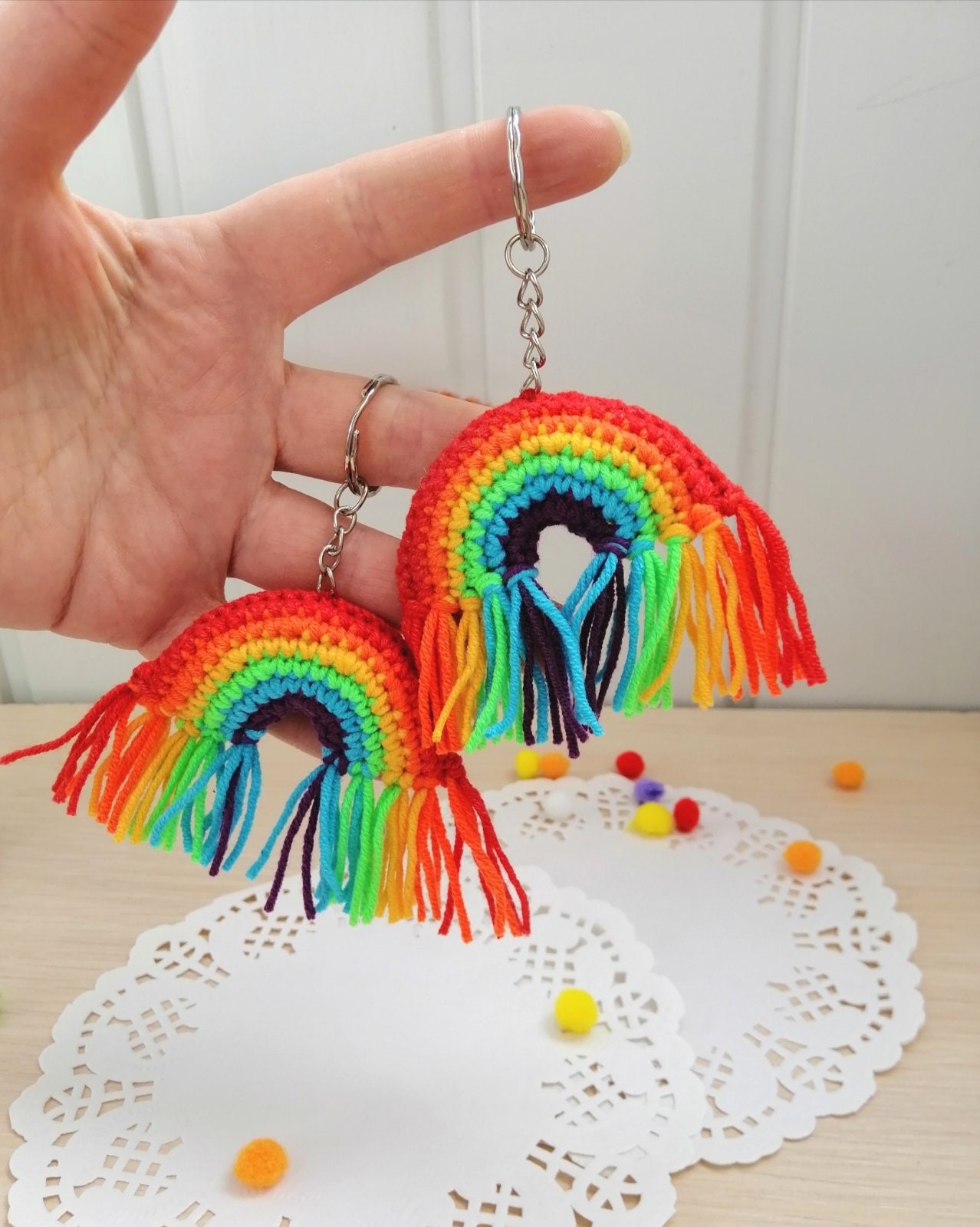 Crochet Rainbow, Rainbow Keychain, Keychains, Rainbow Baby, Rainbow ...
