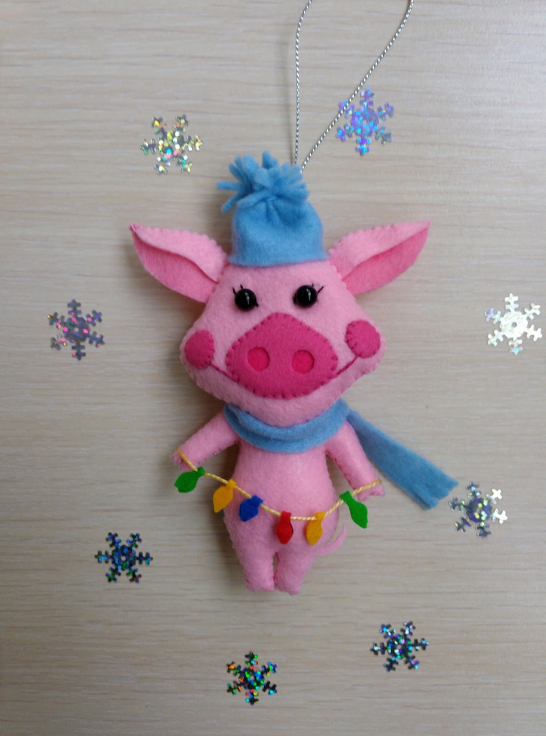 Christmas Ornaments Felt Pig Ornament Christmas Pig Etsy