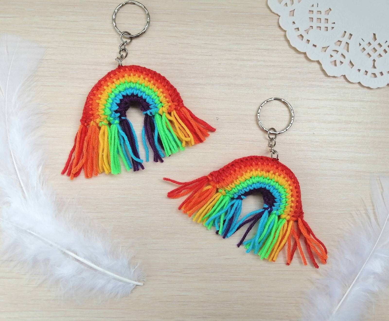 Crochet Rainbow, Rainbow Keychain, Keychains, Rainbow Baby, Rainbow ...