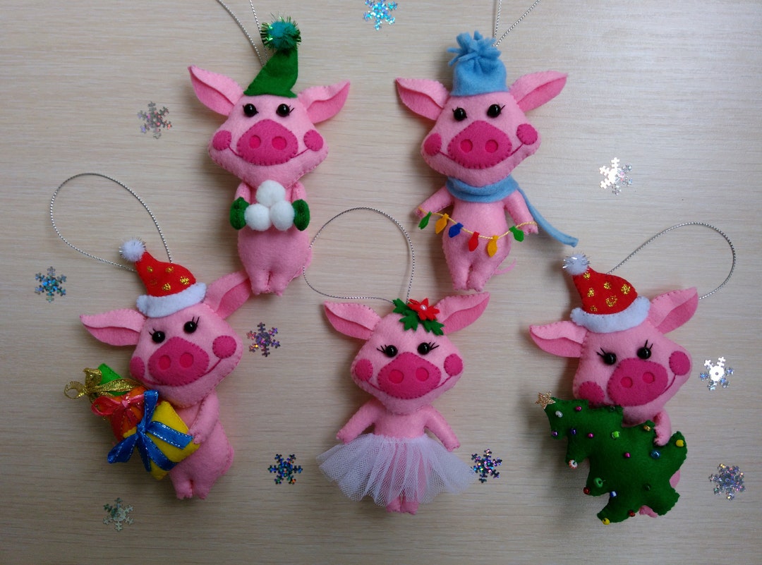 Christmas Ornaments, Felt Pig Ornament, Christmas Pig, Christmas Toy