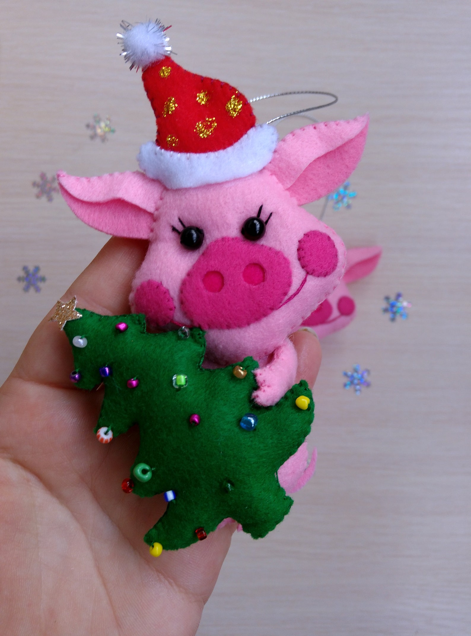 Christmas Ornaments Felt Pig Ornament Christmas Pig Etsy