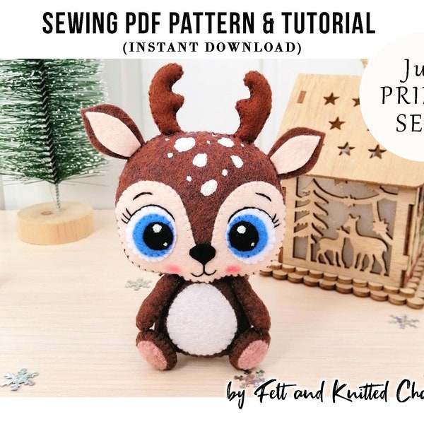 Felt deer Pattern, Felt woodland animal, PDF pattern, SVG pattern, Reindeer, Christmas felt ornament, Deer antlers, Woodland Baby Mobile