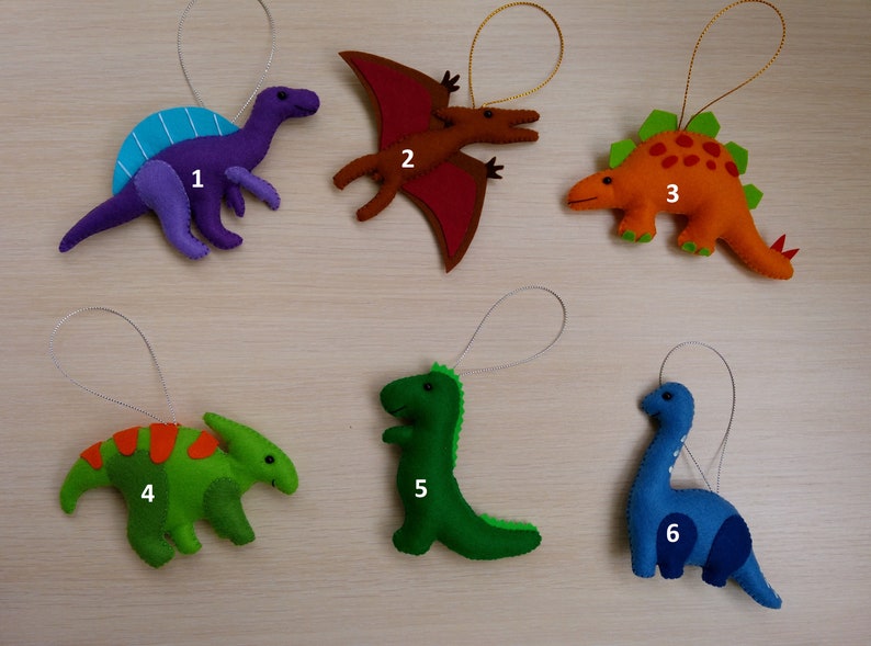 Dinosaur Ornament Dino Party Felt Dinosaur Felt Ornament Etsy