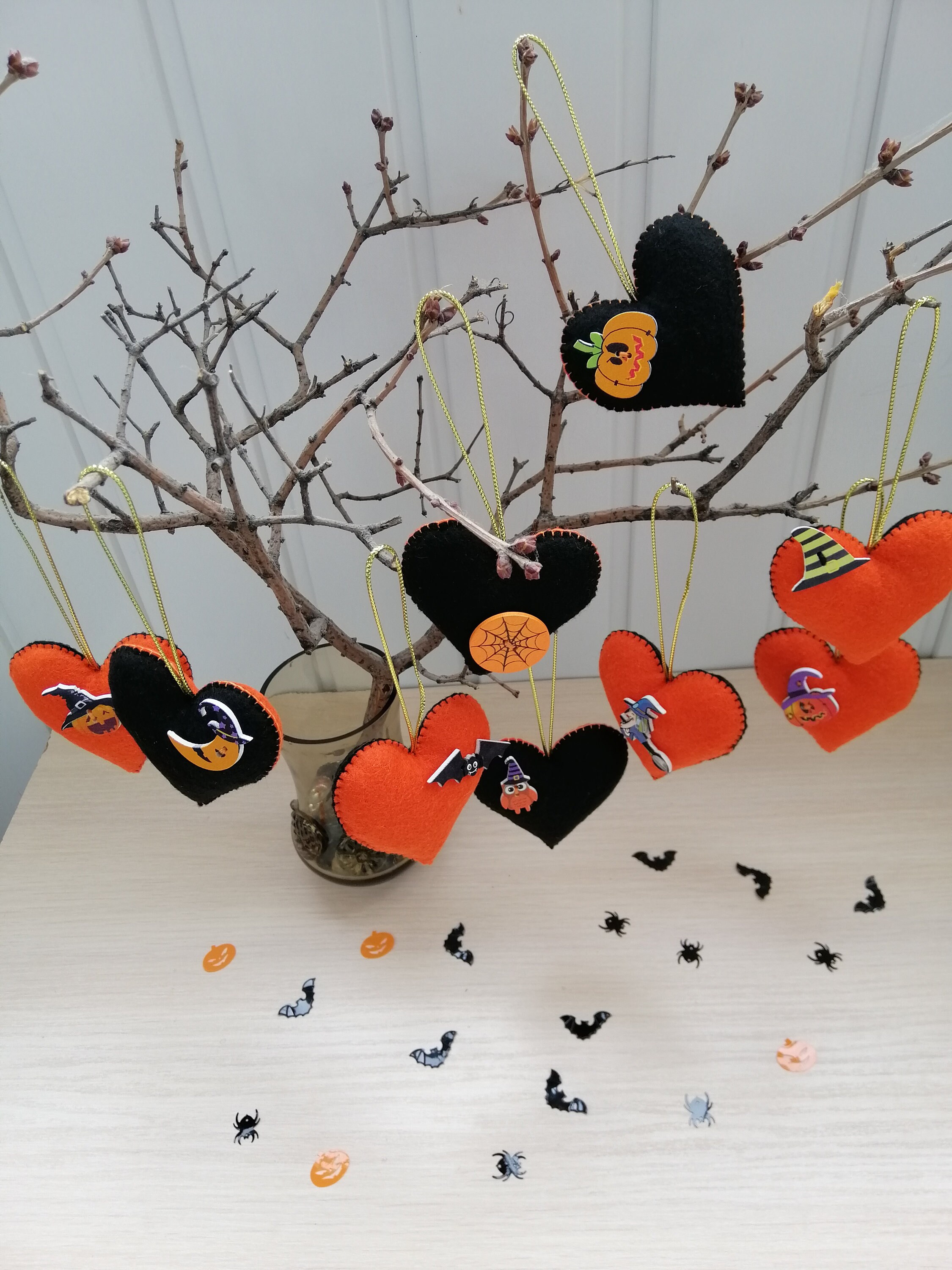 Halloween felt ornaments Halloween hearts Halloween party Etsy