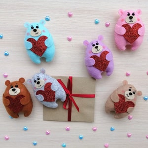 Kleiner Teddybär, Taschenbärumarmung, Filzherz, Filzbärumarmung, Bärenverzierungen, Textkarte, Valentinstagsgeschenk, Ermutigungsgeschenk
