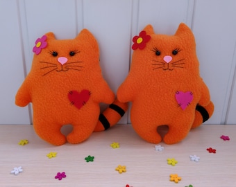 Stuffed cat, Plushie cat, Kitty doll, Cat toy, Orange cat, Stuffed animal, Kitty cat, Gift for lover, Cat with heart, Cat cushion