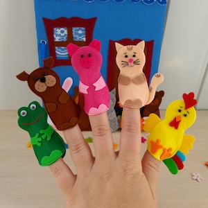 Felt finger puppets, Animals finger puppets, Felt animals, Developing toy, Farm animal, Farmhouse, Montessori toy, Woodland, Puppet theater