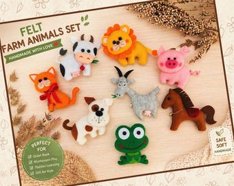 Felt Farm Animals Set, Montessori Toy, Quiet Book Animals, Farm Play Set, Toddler Learning Toys, Handmade Felt Animals, Gift for Kids