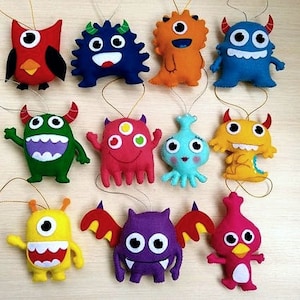 Monsters toy, Felt monster, Little monsters, Baby first doll, Monster party, Monster favors, Felt Monsters ornament party, Felt toy, Monster