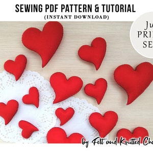 Felt hearts ornaments PDF Pattern, Felt heart garland PDF Pattern, Valentines Day decor, Wedding signs, Valentines day digital easy pattern