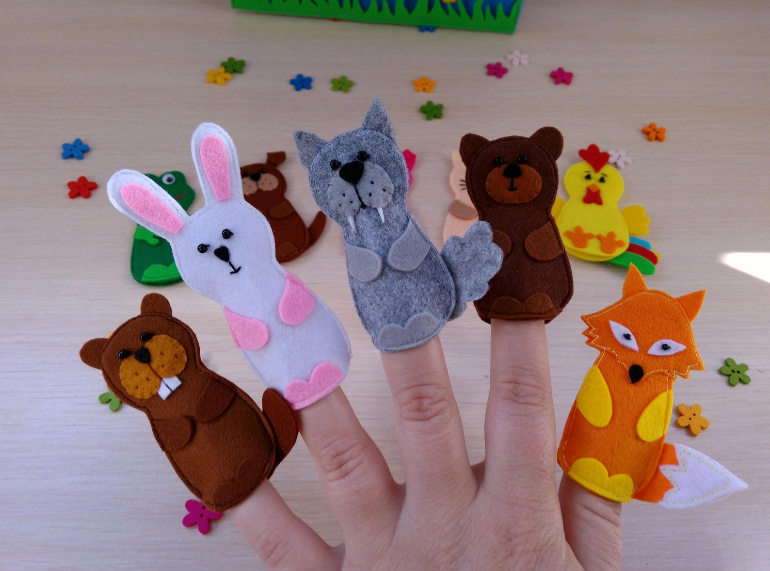 Felt Finger Puppets Farm Animals Woodland Animals Felt Etsy