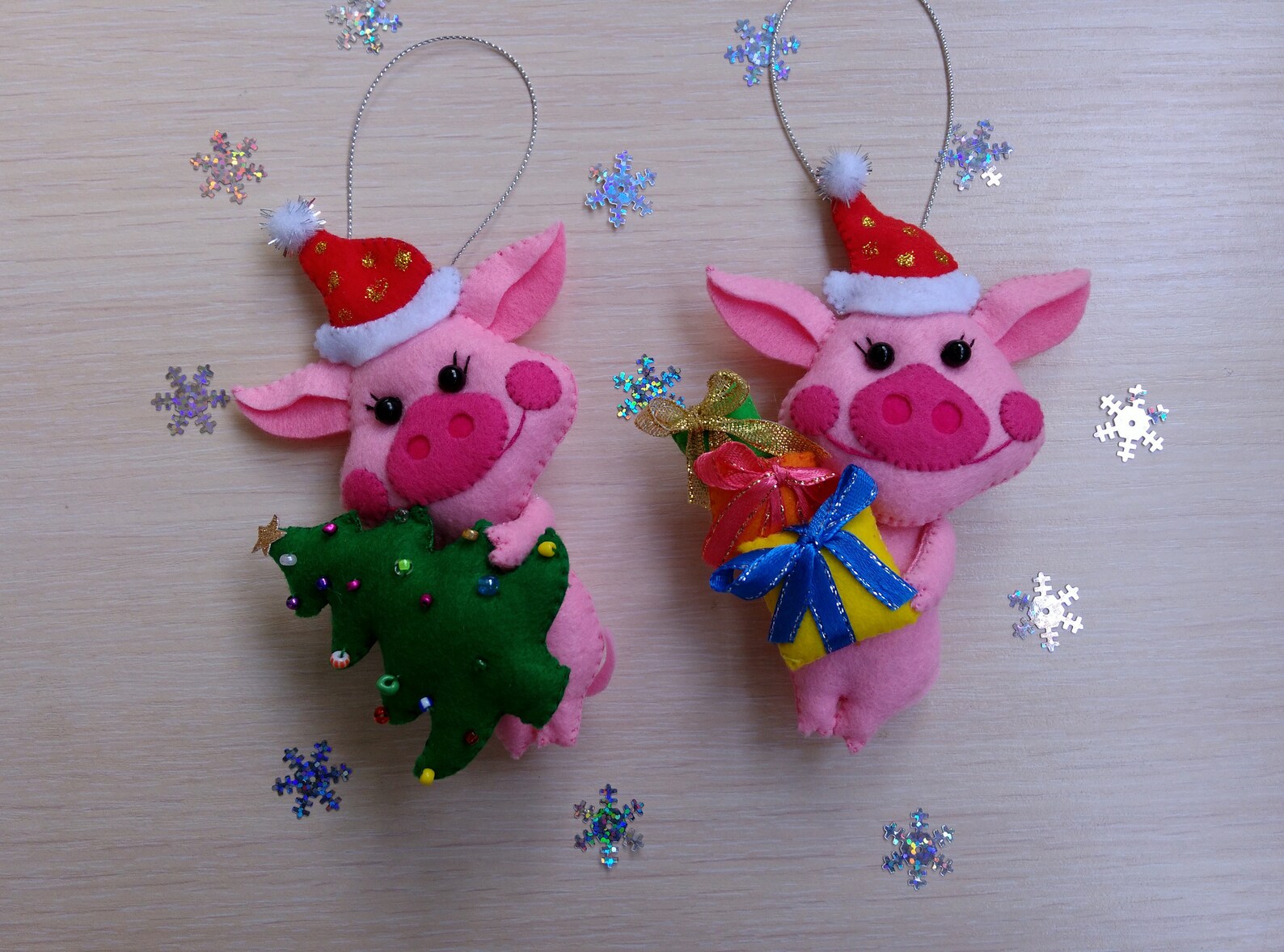 Christmas Ornaments Felt Pig Ornament Christmas Pig Etsy