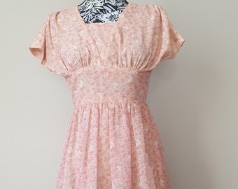 Vintage Pink Floral Tea Dress