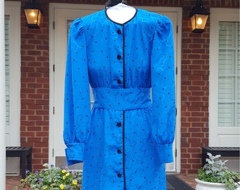 calvin klein blue polka dot dress Calvin Klein Blue Geometric Print Sleeveless Fit Flare Dress Women Size 4