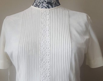 Cream Vintage short sleeve blouse