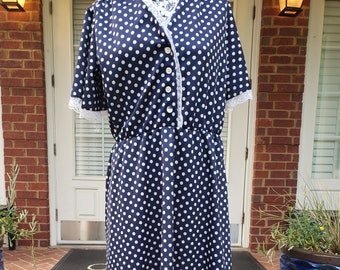 Vintage Navy Polka Dot Dress