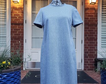 Vintage Blue and White Short Sleeve Dress