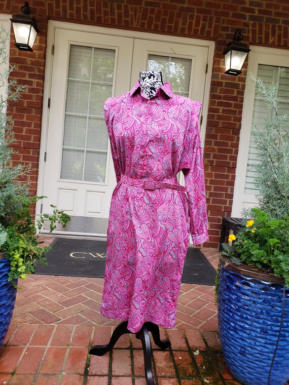 Vintage Pink Paisley Shirt Dress - image 5