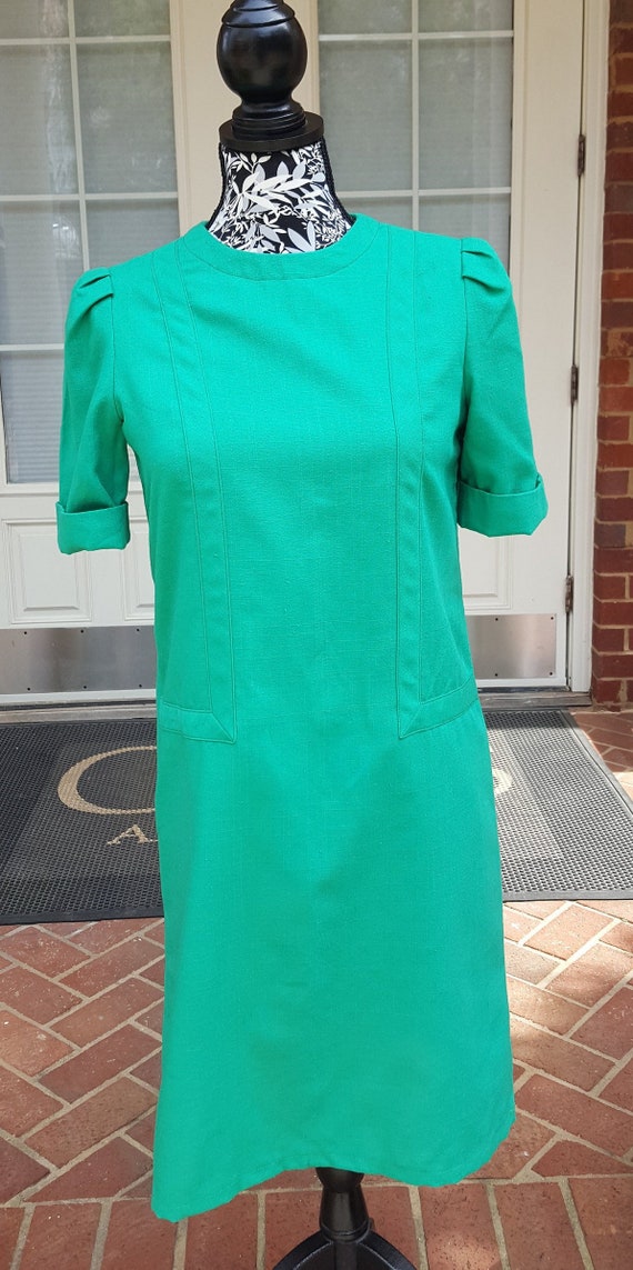 Vintage Green Leslie Fay Petite Dress 80s