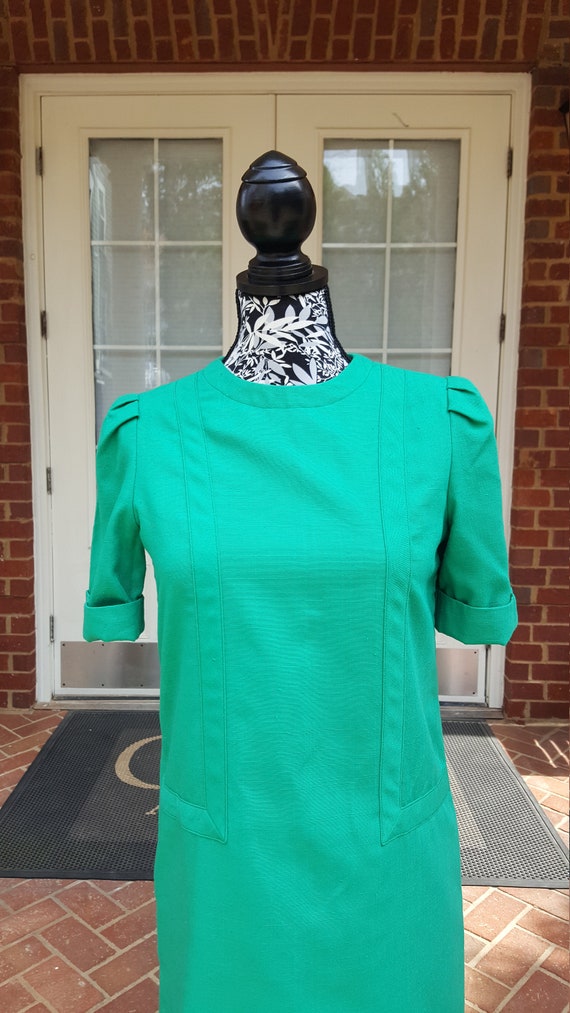 Vintage Green Leslie Fay Petite Dress 80s - image 2