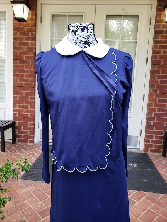Navy Vintage Dress with White Collar