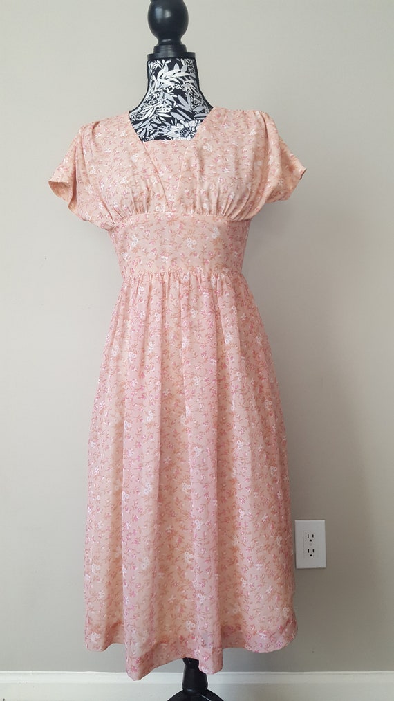 Vintage Pink Floral Tea Dress