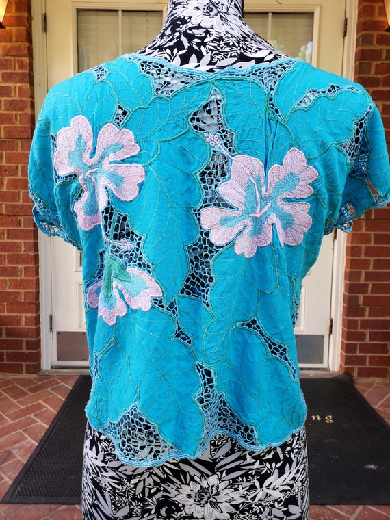 Blue and Pink Hawaiian Short Sleeve Shirt - image 1