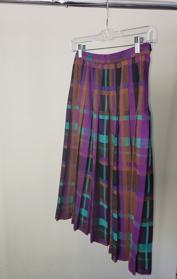 Vintage Christian Dior Plaid Pleated Skirt - image 2