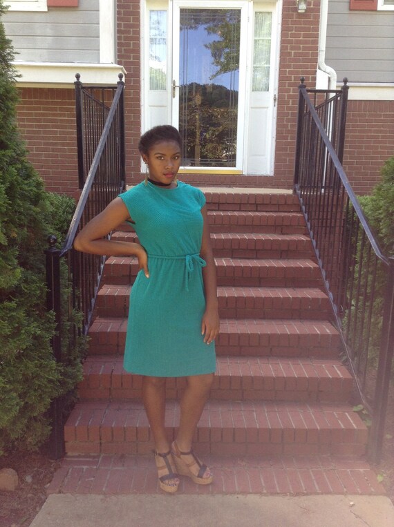Green Terry Cloth dress 70s