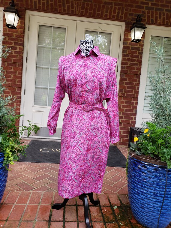 Vintage Pink Paisley Shirt Dress - image 3