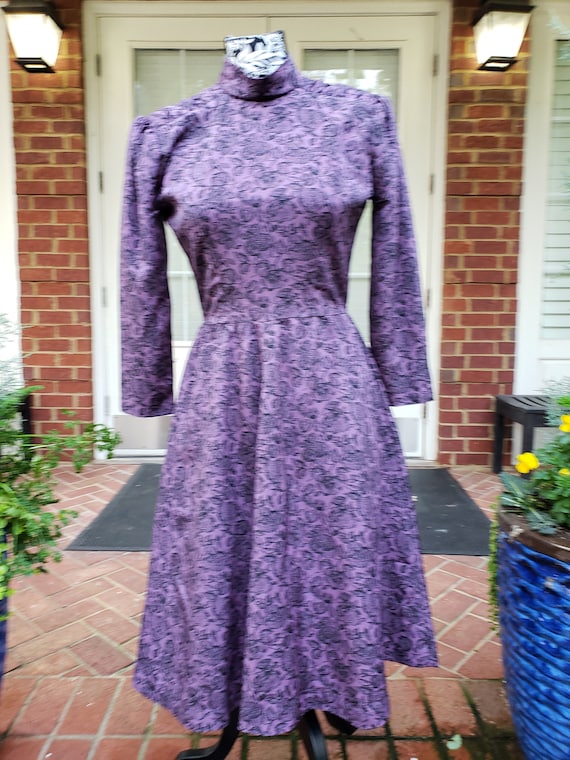 Purple and Black Vintage fit and flare dress