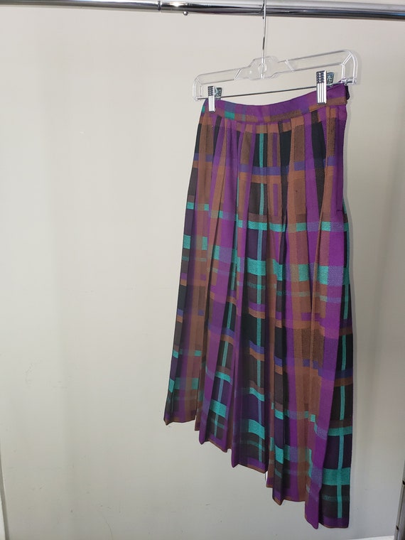 Vintage Christian Dior Plaid Pleated Skirt - image 4