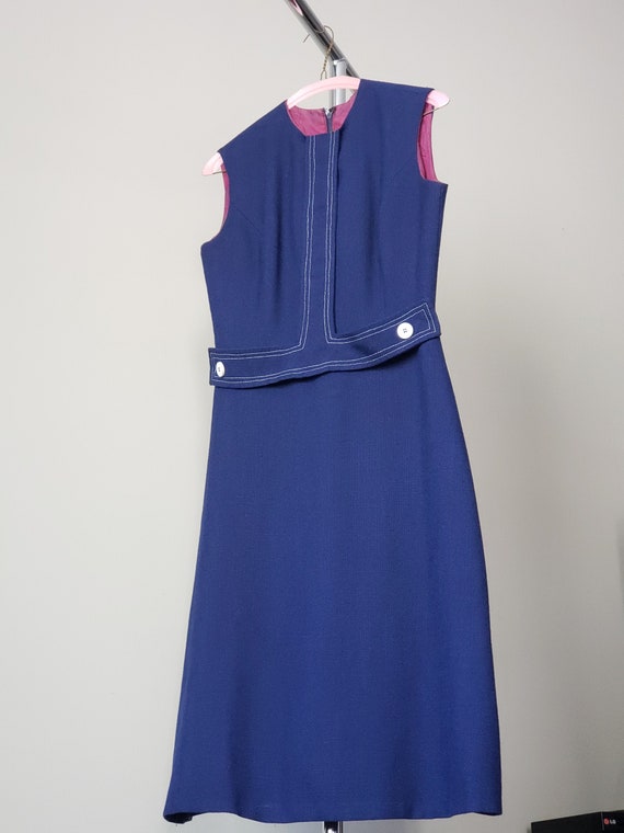 Vintage Navy and White Pinafore Dress - image 1